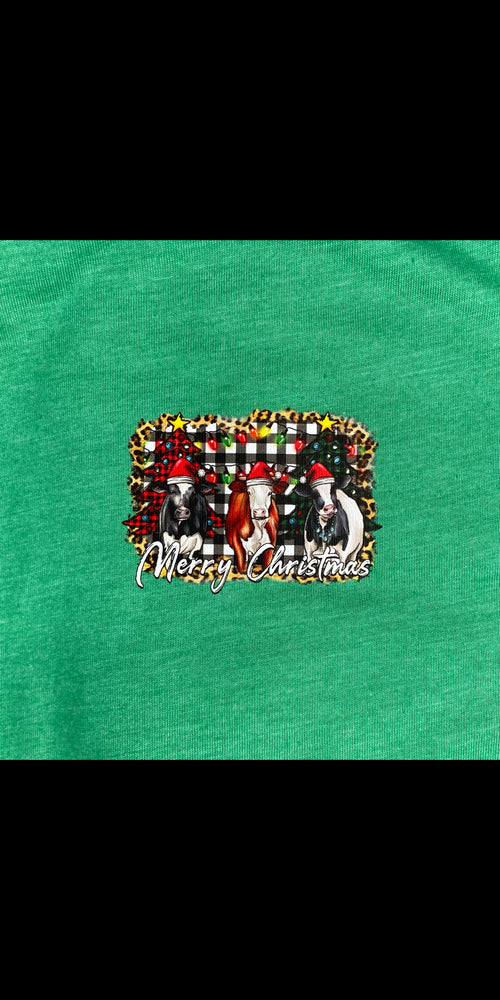 Merry Christmas Cattle And Plaid Top - Also in Plus Size