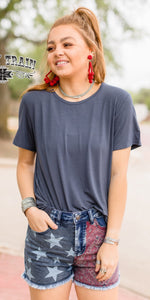 Just Right Navy Slate Top - Also in Plus Size