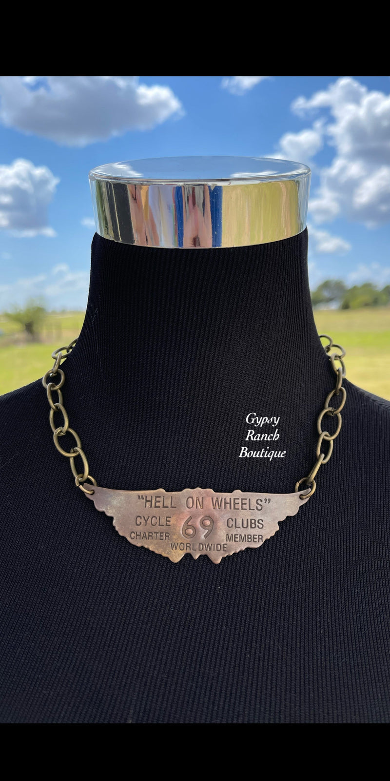 “Hell On Wheels” Stamped Necklace