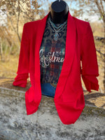 Down to Business RED Blazer Style Cardigan