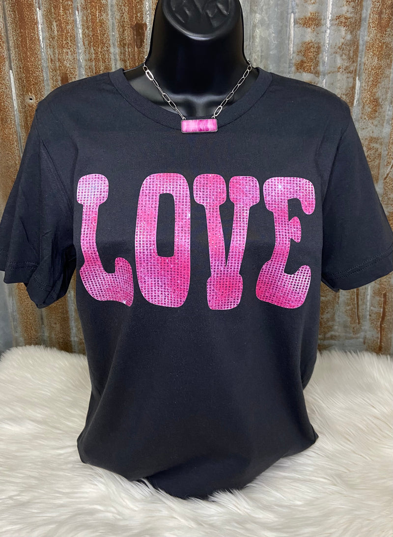 Pink Bling LOVE Top - Also in Plus Size
