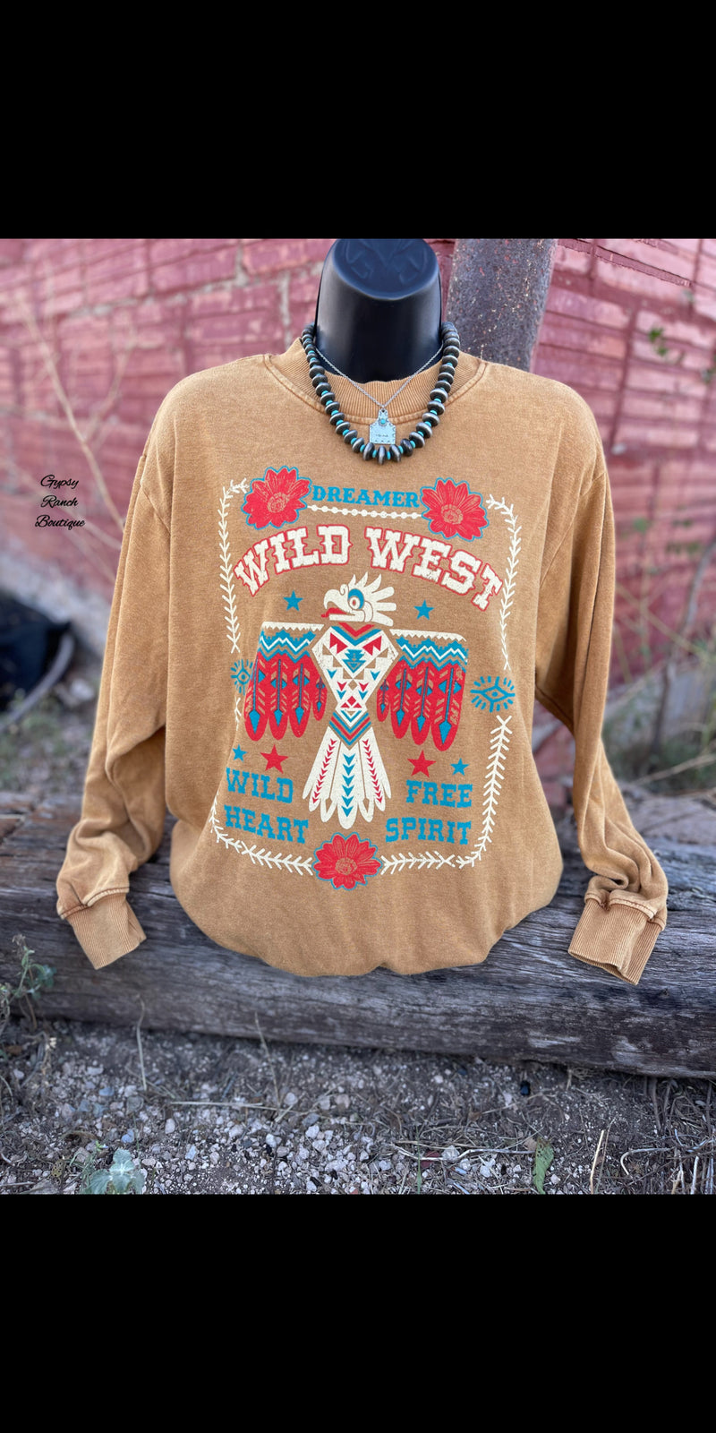 Wild West Dreamer Sweatshirt on Mustard Pullover - Also in Plus Size