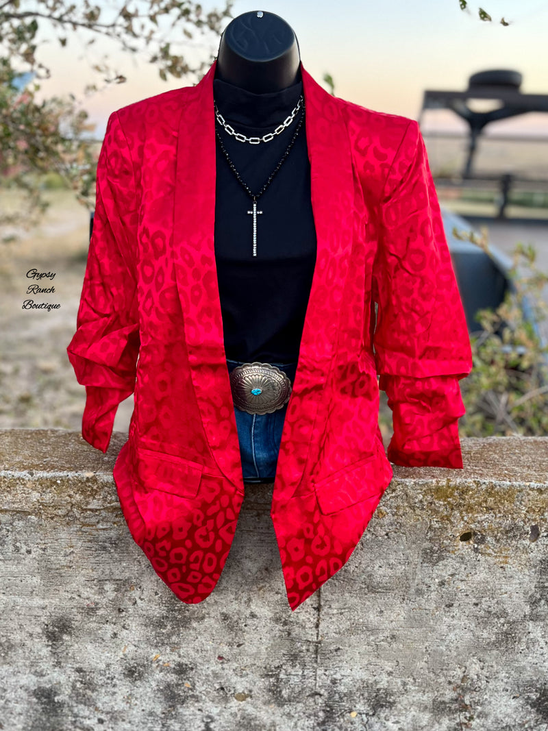 Sealey Red Leopard Blazer Style Cardigan