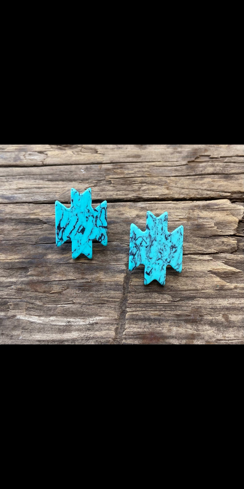 Aztec Marbled Turquoise Stud Earrings