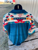 Better Days Velvet Aztec Button Up Shacket Top