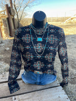 Morant Leopard Aztec Cross Mesh Layering Top - Also in Plus Size