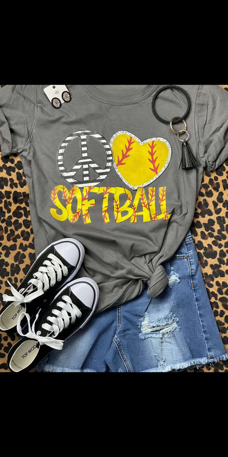 Peace Love Softball Top  - Also in Plus Size