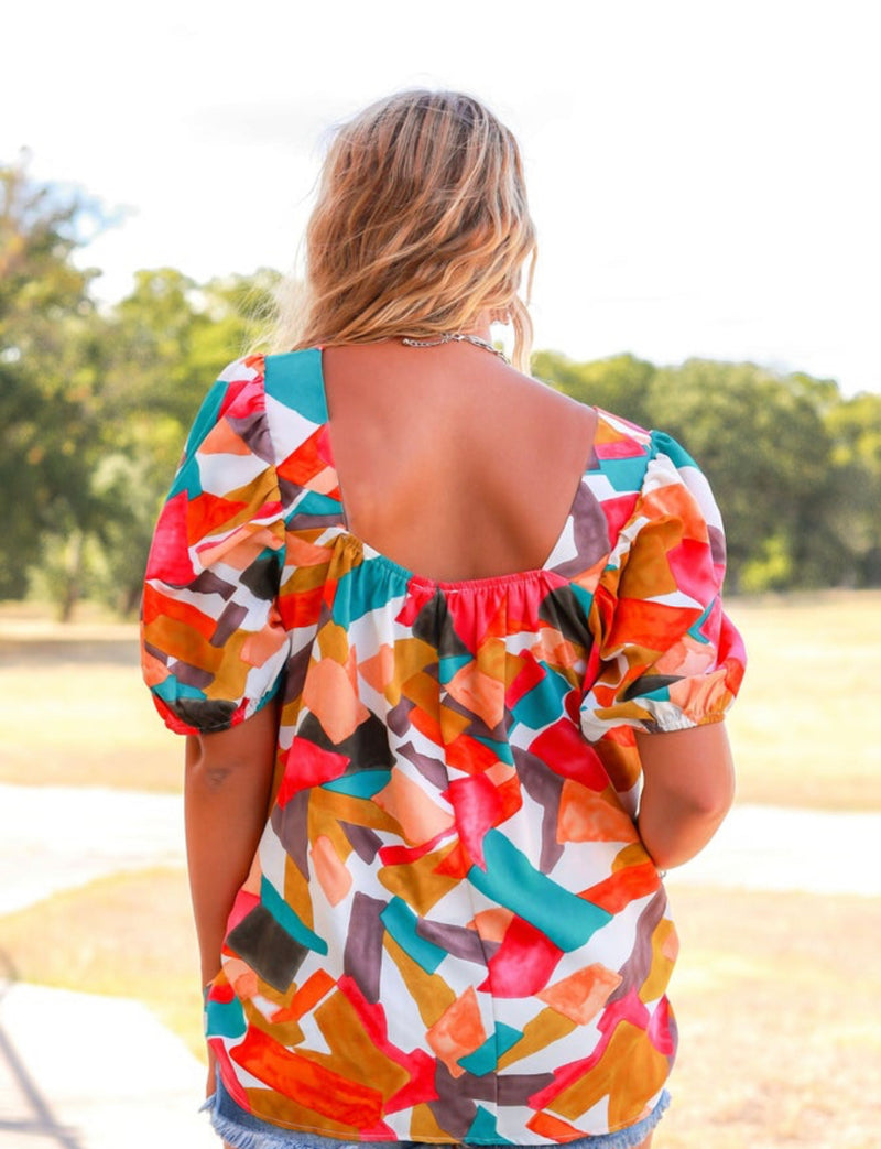 Fractal Fashion Geometric Top  - Also in Plus Size
