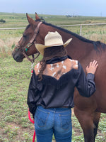 Calgary Cowhide & Fringe Button Up Top