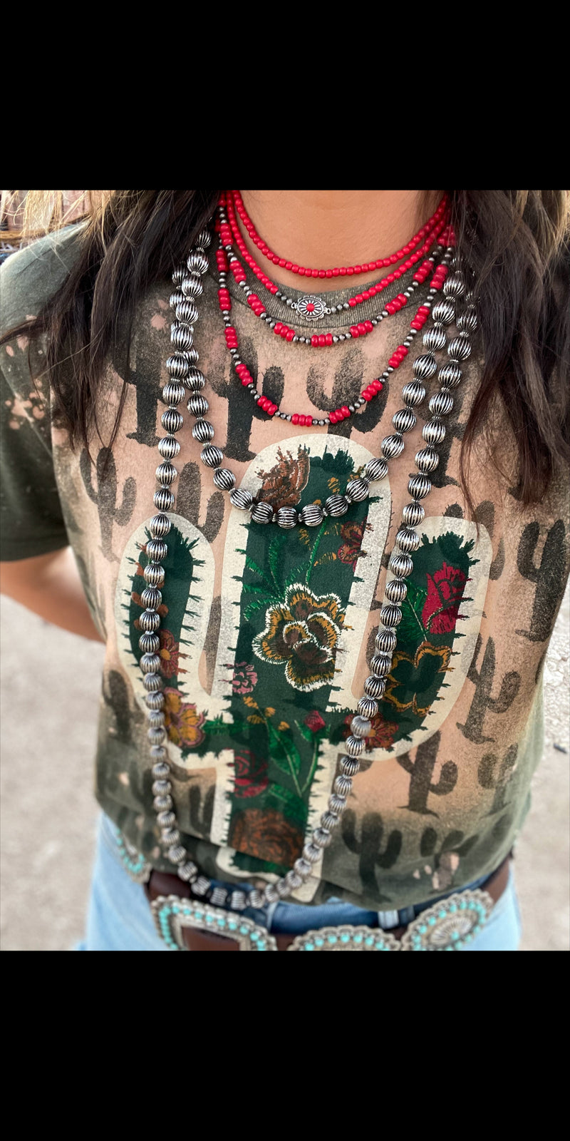 Revina Red & Silver Layered Necklaces
