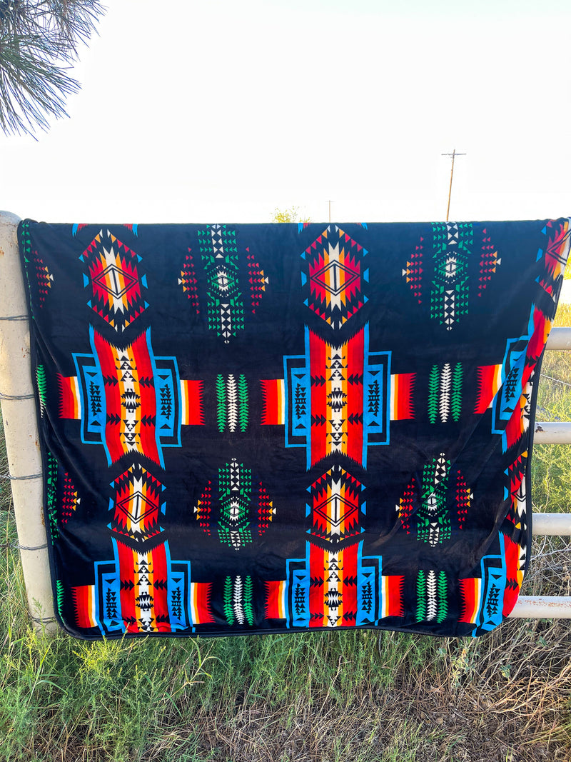 Tildren Turquoise Reversible Throw Blanket