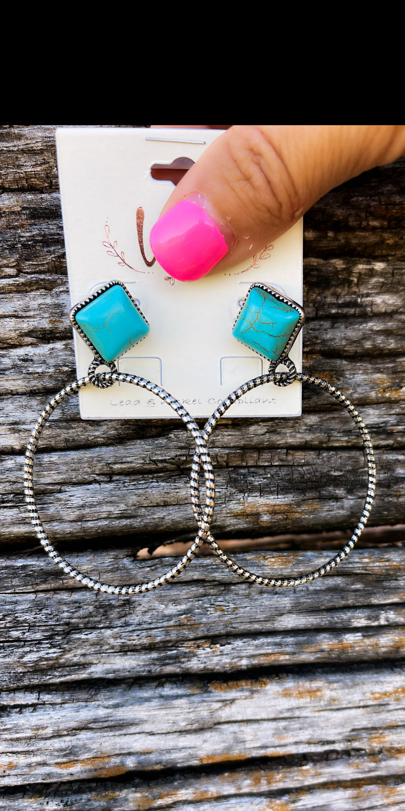 Renfroe Turquoise Silver Hoop Earrings