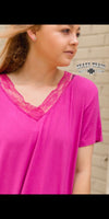 Very Fave Magenta Lace V Neck Top - Also in Plus Size