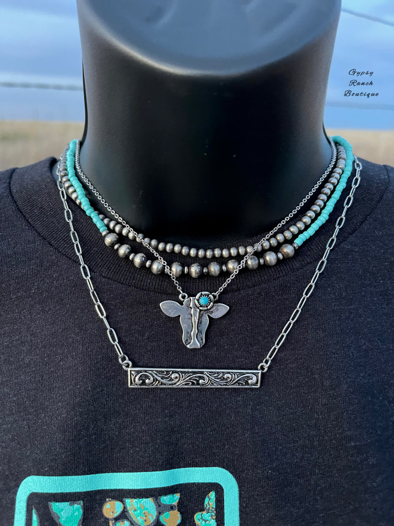 Cow Turquoise Pendant Necklace