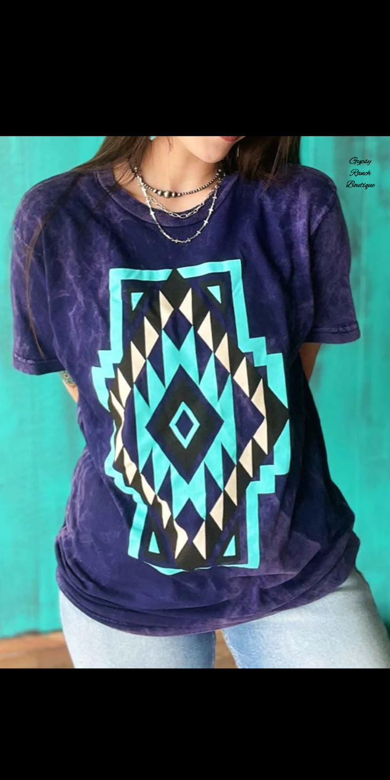 Wesson Purple Aztec Mineral Wash Top  - Also in Plus Size
