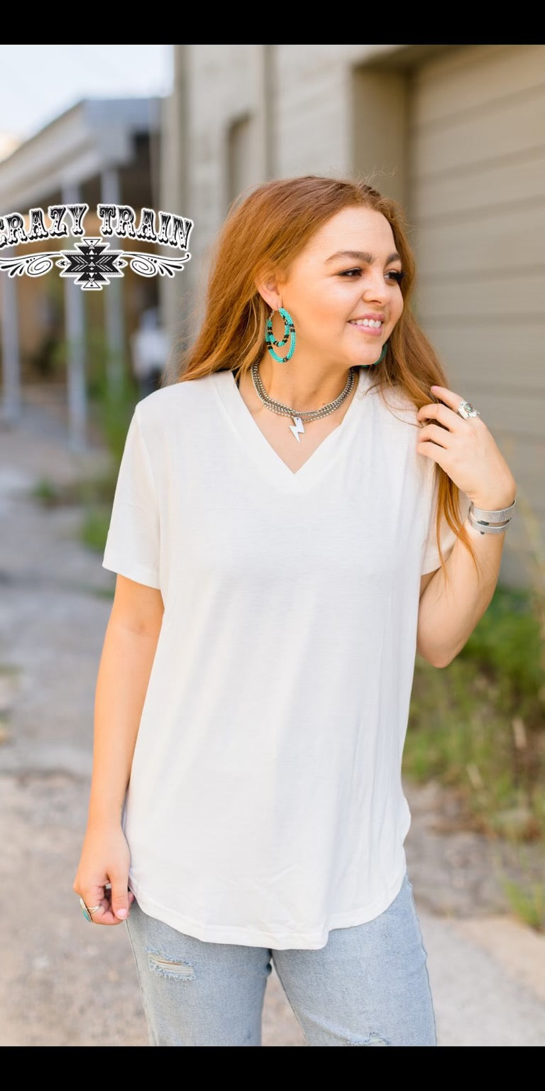 Incredible Ivory V Neck Top - Also in Plus Size