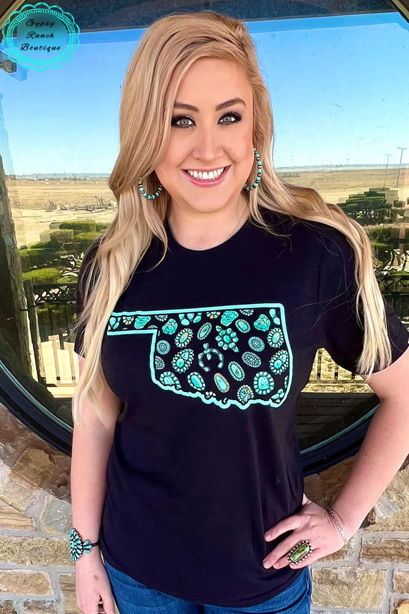 Oklahoma Turquoise Squash Top - Also in Plus Size
