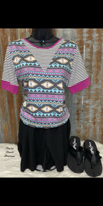 Memory Lane Aztec Stripe Top - Also in Plus Size